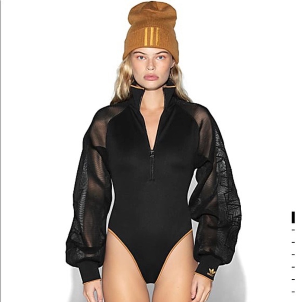 Ivy Park Black Mesh Sleeve Bodysuit Small